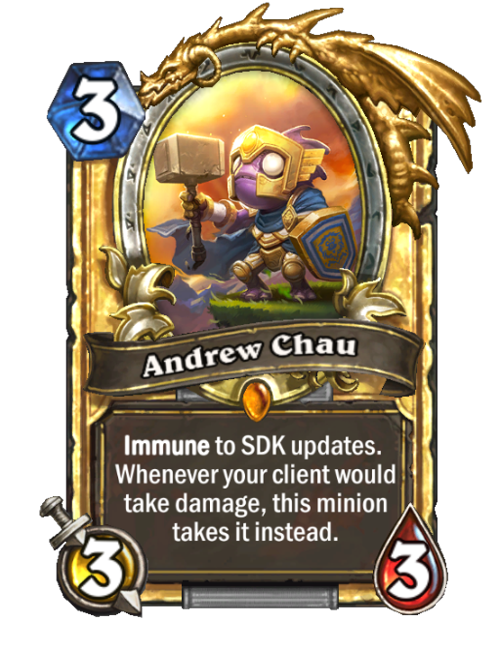 Andrew Steven Chau's official Hearthstone credits card, golden version