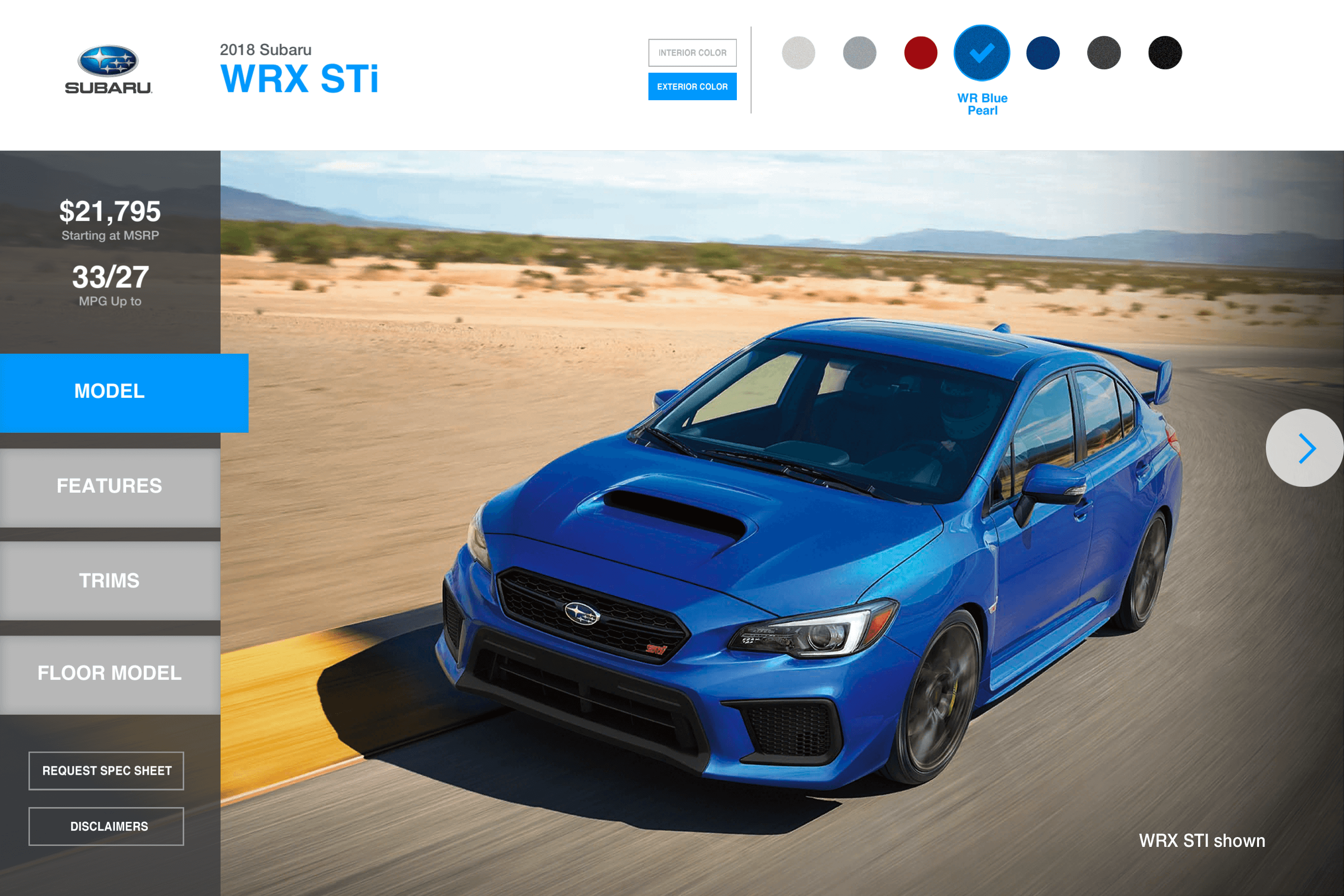 Subaru Wheelstand app CMS content display