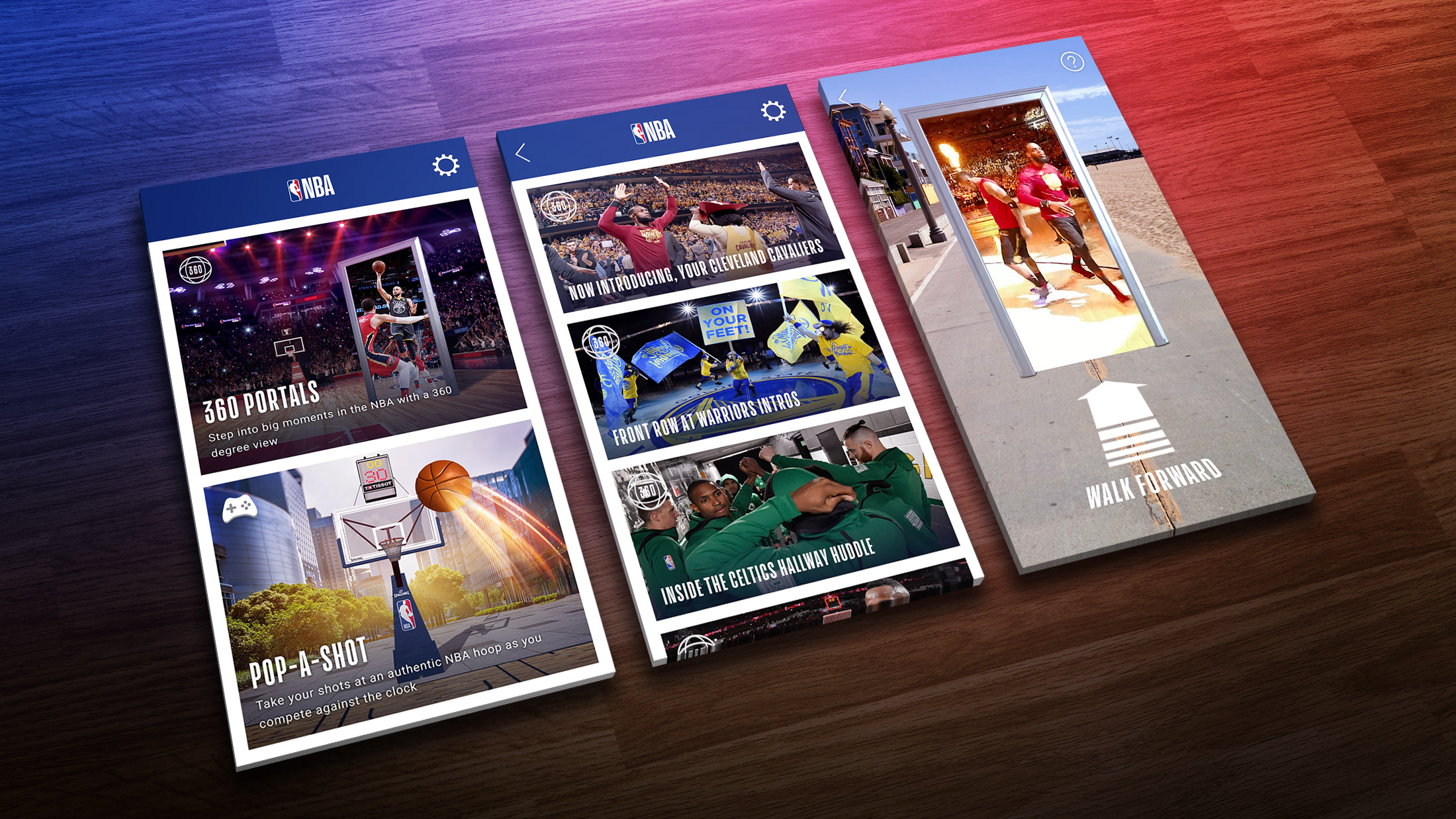 NBA AR portal tiles for 360 video selection