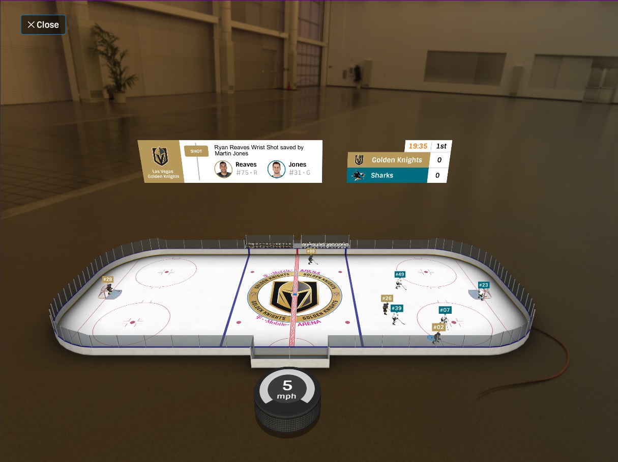NHL AR tabletop rink with live player tracking