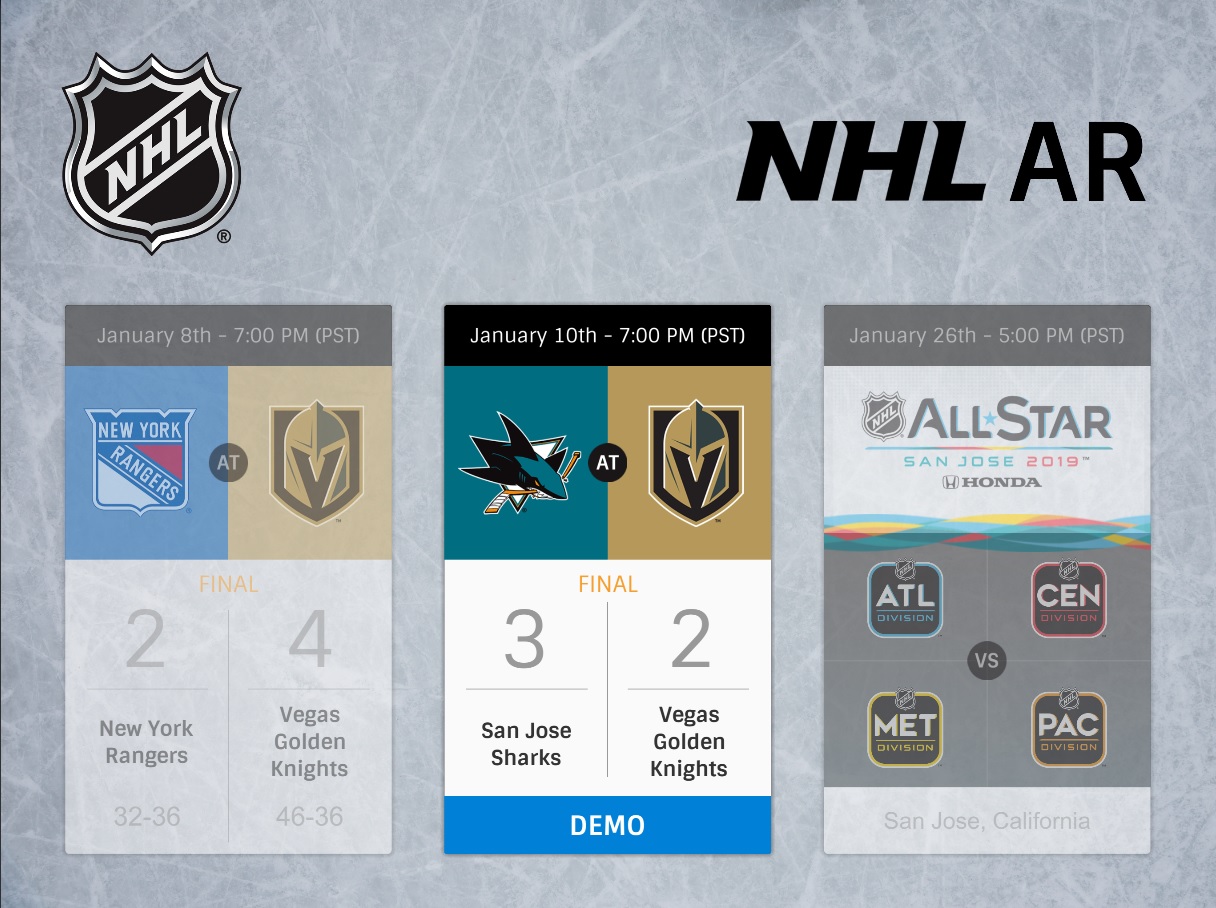 NHL AR home screen
